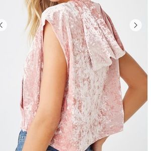Pink velvet sleeveless hoodie